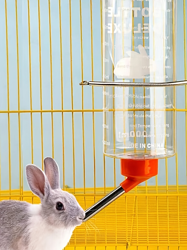 1pc Large 1000ml Rabbit & Guinea Pig Water Bottle with Ball Bearing Spill-Proof Design, Transparent Leak-Proof Durable Plastic, Easy-Clean Spill-Resistant Feeding System for Small Pets (Color Random, Compatible with Cage Accessories)