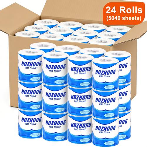 12 or 24 rolls toilet paper 3 ply toilet tissue 210 sheets per roll 2520 5040 sheets total soft strong tissue paper for home bathroom office commercial use