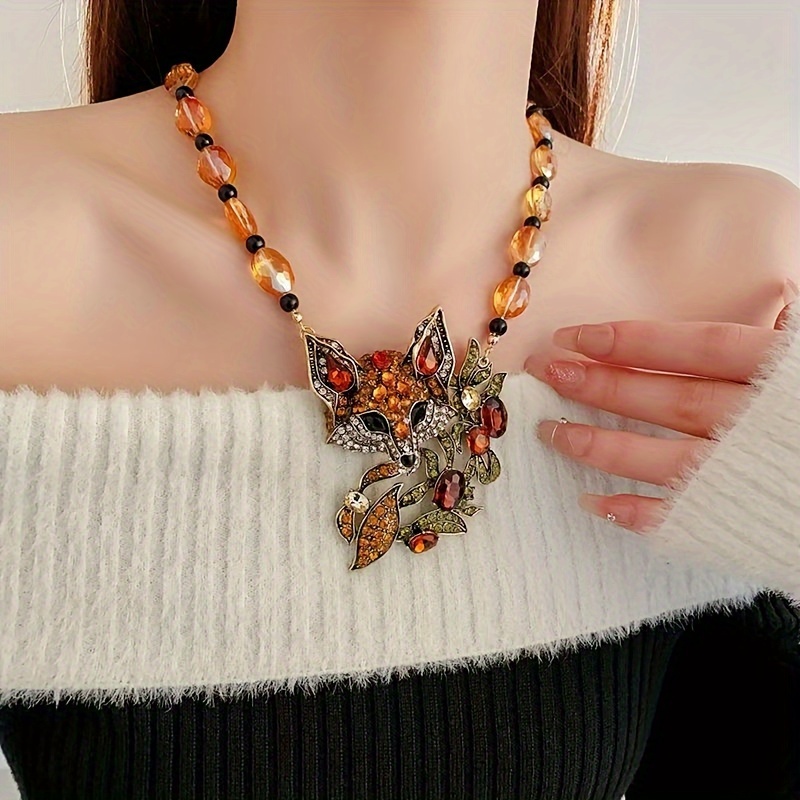 

1pc Fox Necklace Accents, Uv- Pendant, Jewelry For Women, For And Parties,