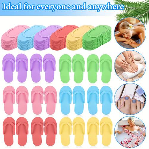 24pcs spa slippers disposable folding eva slippers pedicure slippers foam flip flops multi color foldable pedicure slippers for guests hotel bulk spa party disposable pedicure kit supplies for guests salon nail women men