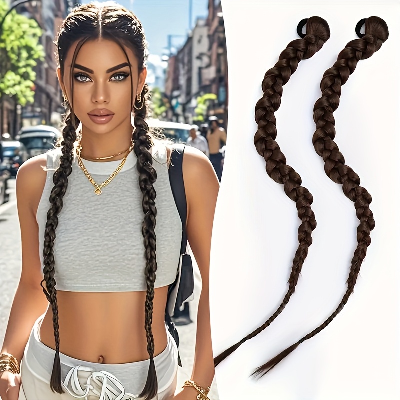 Image of Women'-pack Short Hair Wig Braids Suitable For - & Lengthening Ponytail & Boxing Twist Braids With Curly Texture, -in For Parties, Daily Wear, Festivals (no Maintenance Hairstyle Gift)