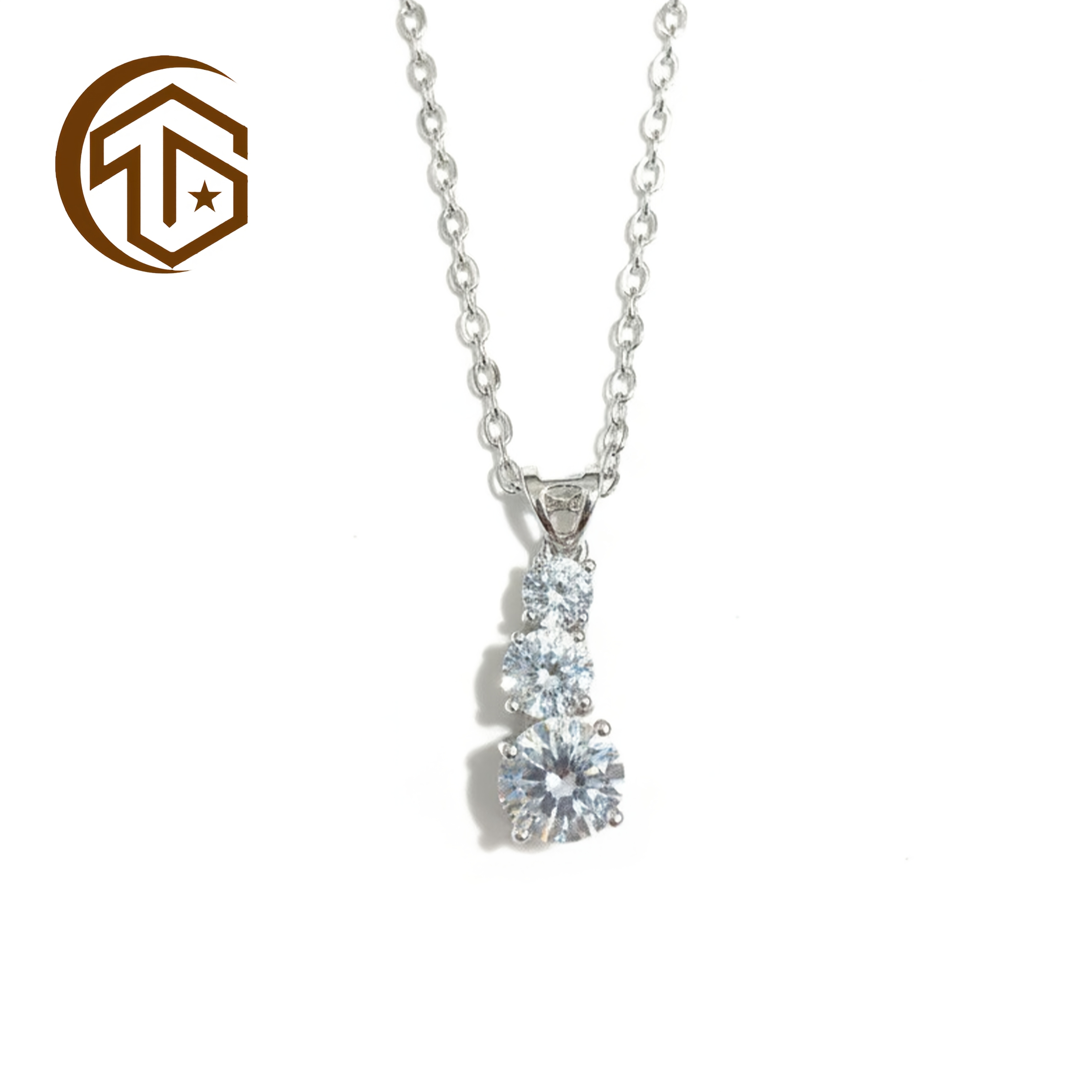 Women's 925 Silver Stacked Necklace with Zirconia