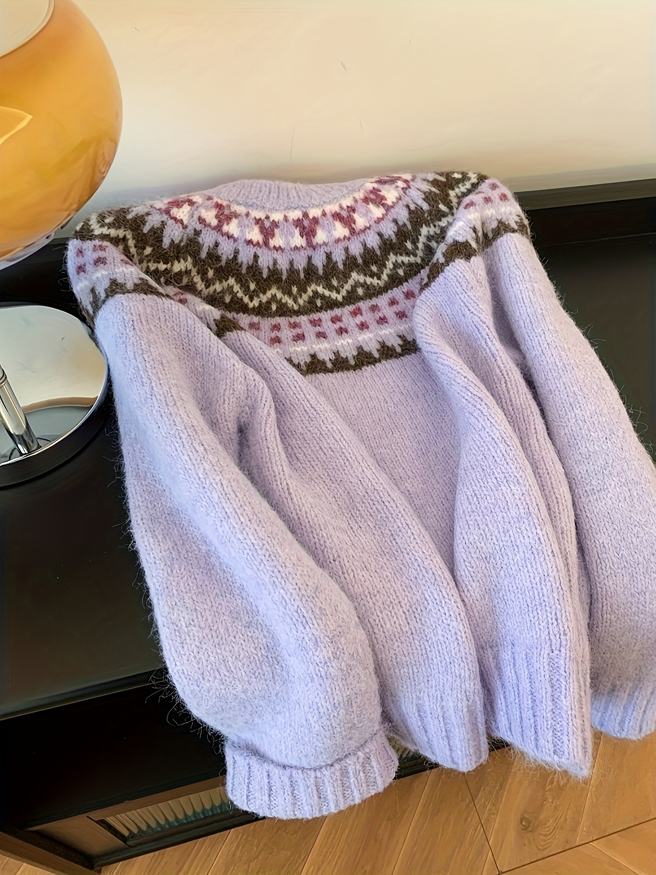 kvinnors lila tröja chic pullover med - Temu Sweden