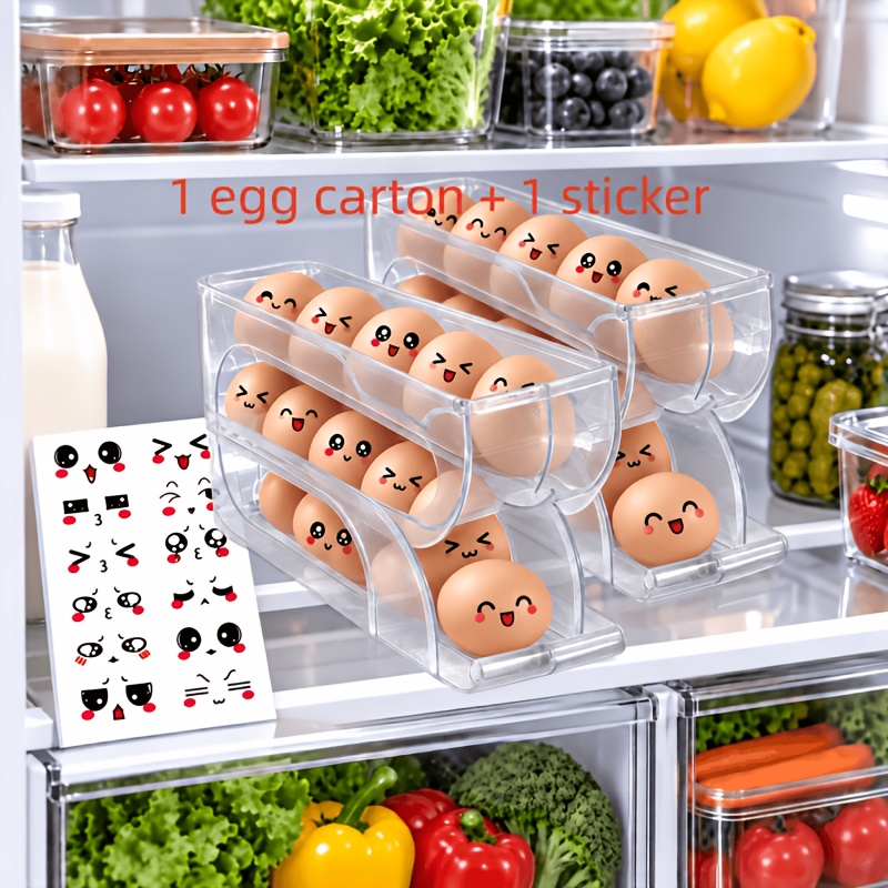 TEMU 3-layer Refrigerator Egg Rack Can Hold 20 Eggs At Time, Automatic Rolling Refrigerator Egg Storage Box, Refrigerator Egg Dispenser