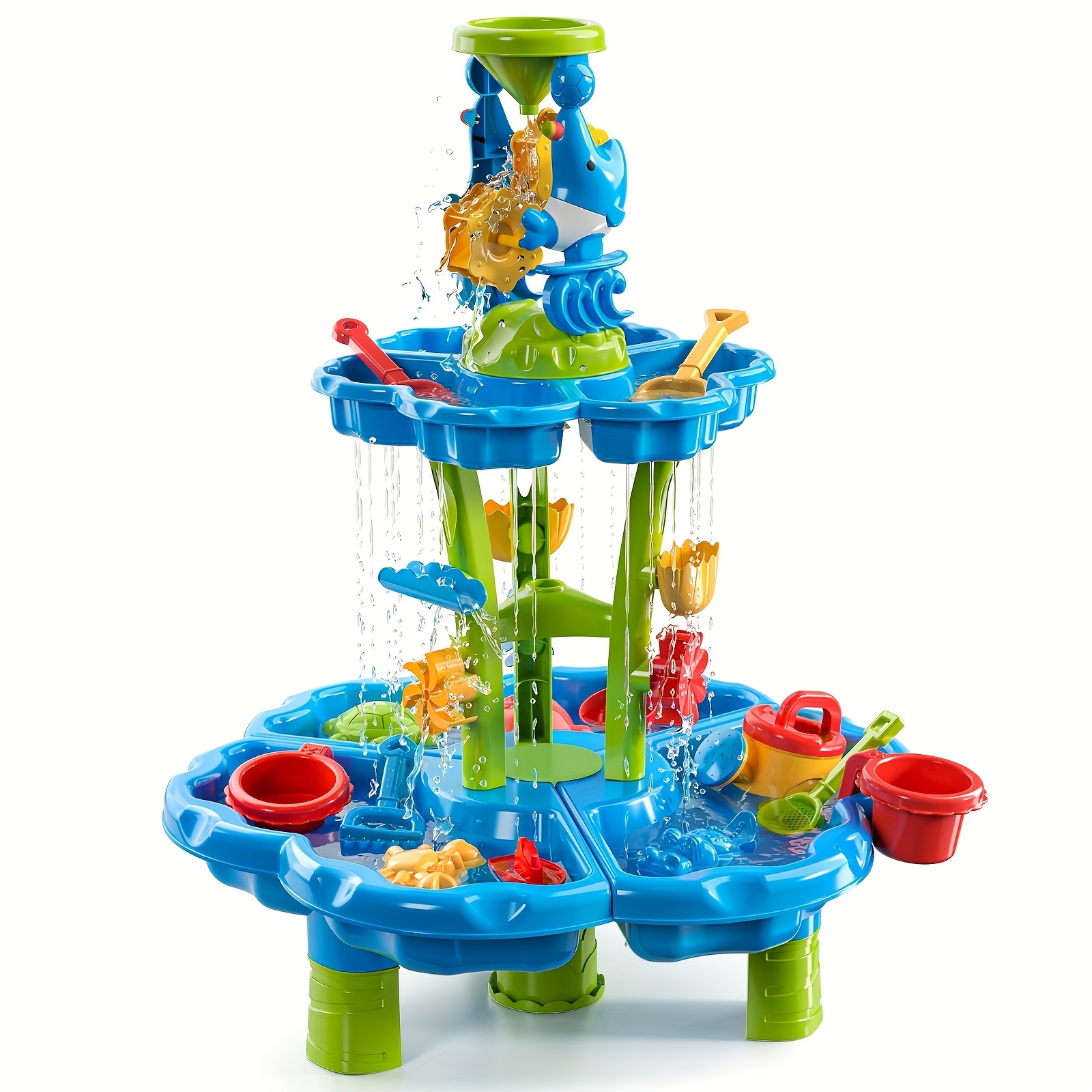 6-in-1 Water Play Table for Kids Ages 4-7 Years Sensory Toys with  Slides, Sprouts, Shooting Targets Pit-* Outdoor/ Wa