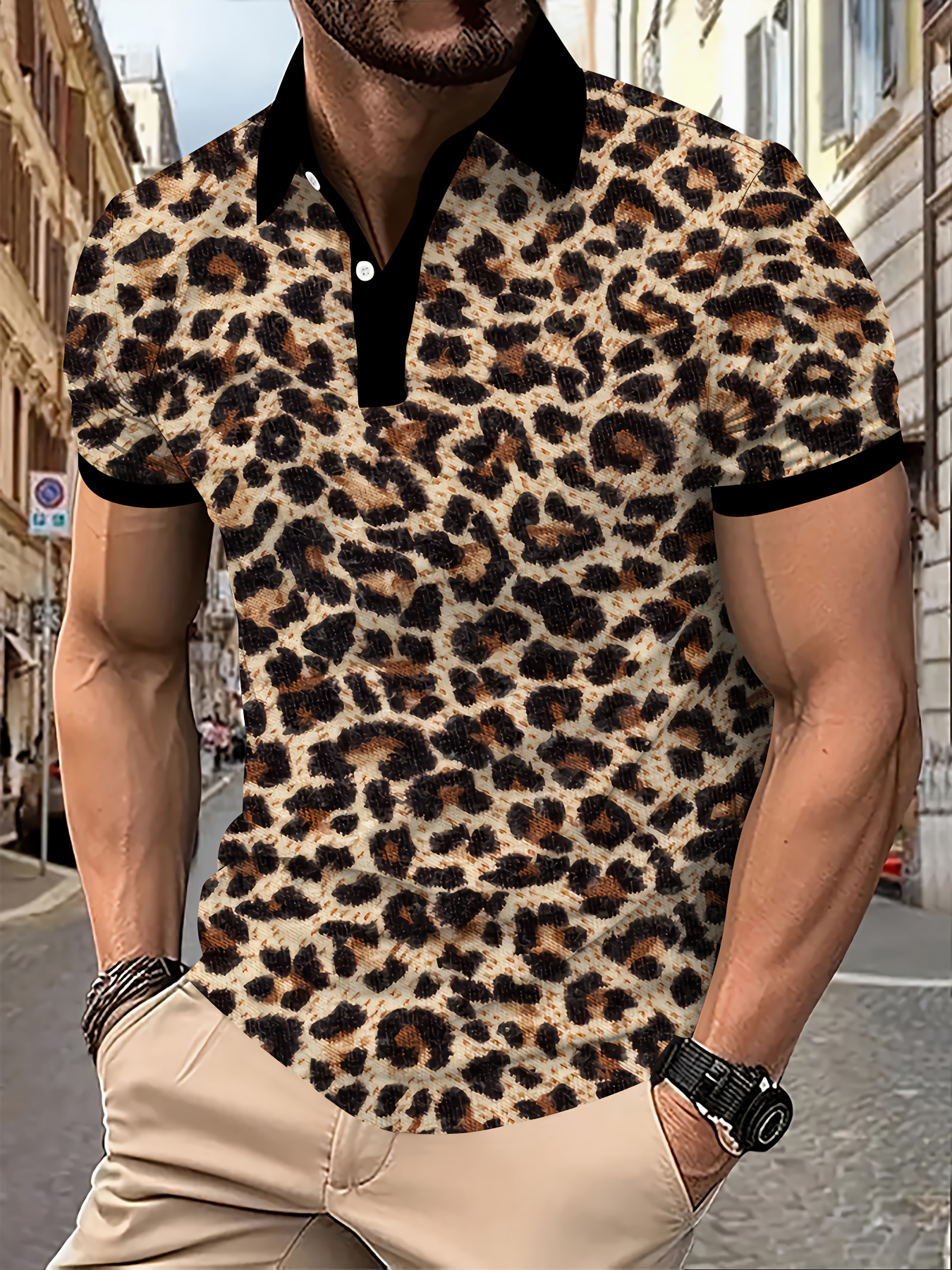 mens breathable short sleeve shirt leopard Temu Mexico
