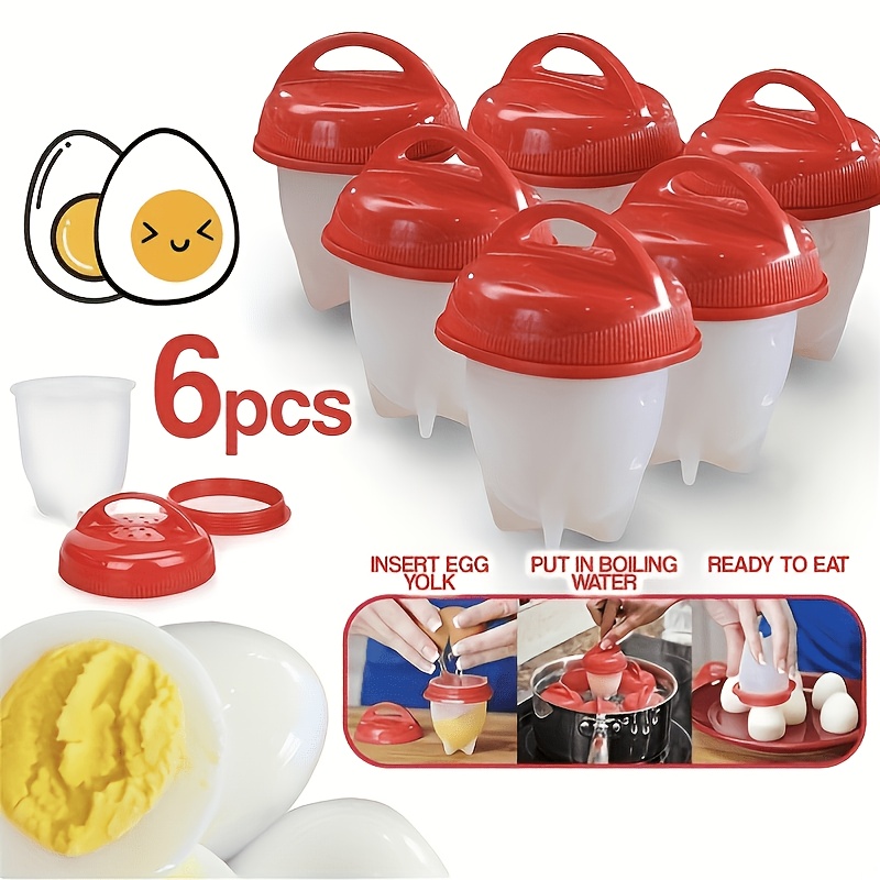 6pcs Egg - , High-temperature Resistant Cooking Cups For Perfect Hard Boiled Eggs, Easy Shellless Breakfast Prep