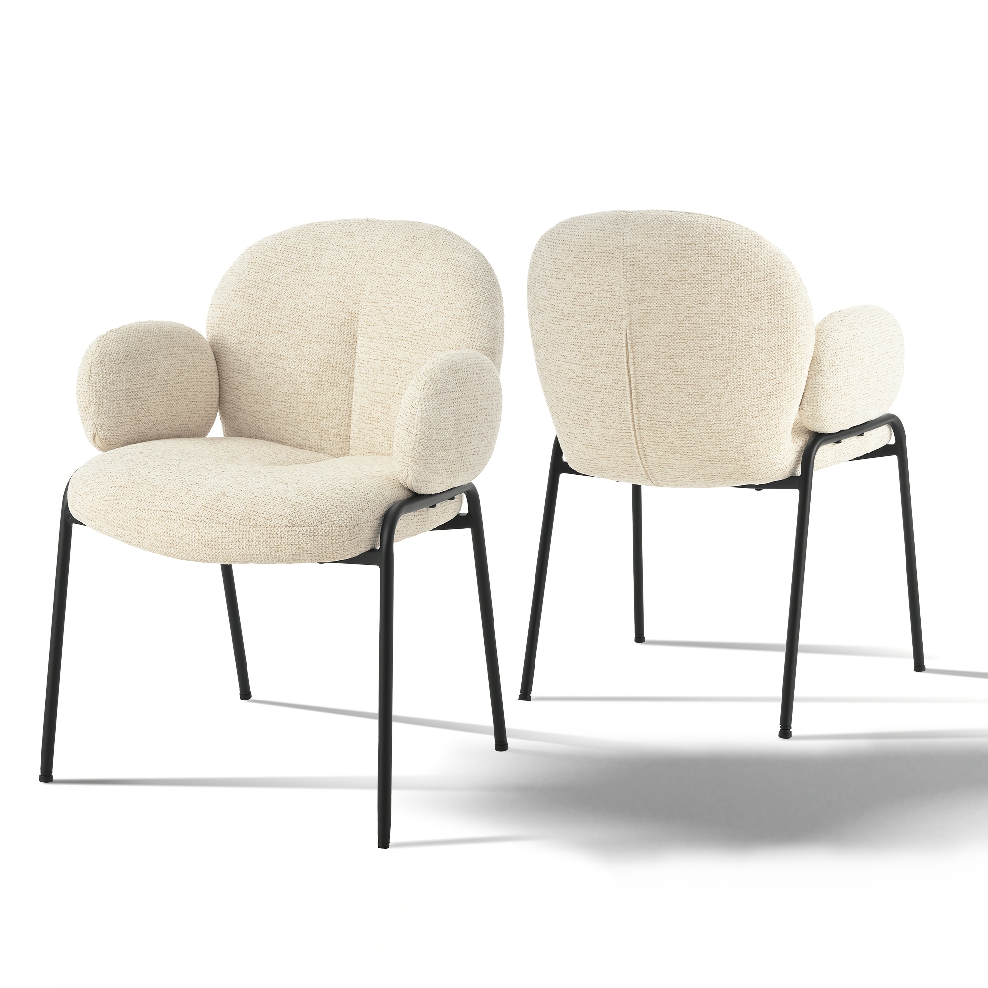 Set Of 2 - Goeurvant Chic Curved Accent Chairs With Adjustable Feet, Scandinavian Style