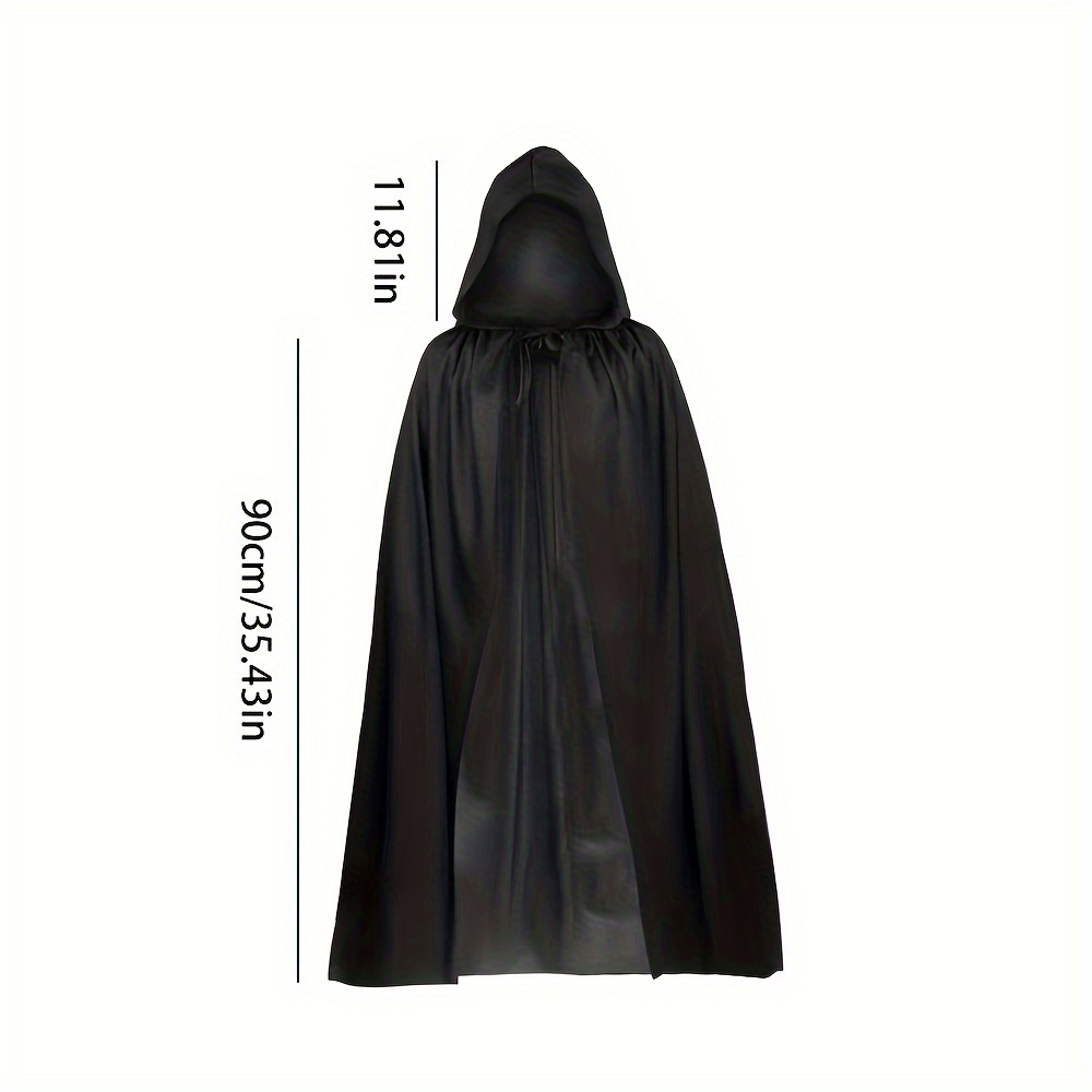 TEMU 3 Sizes Halloween Black Cape, Single Layer, Role-playing Vampire & Costume, Ideal Gift & Party Decor, Women's Costume Accessory Set, Polyester Fabric, , Vampire Theme, No Print, No Feather