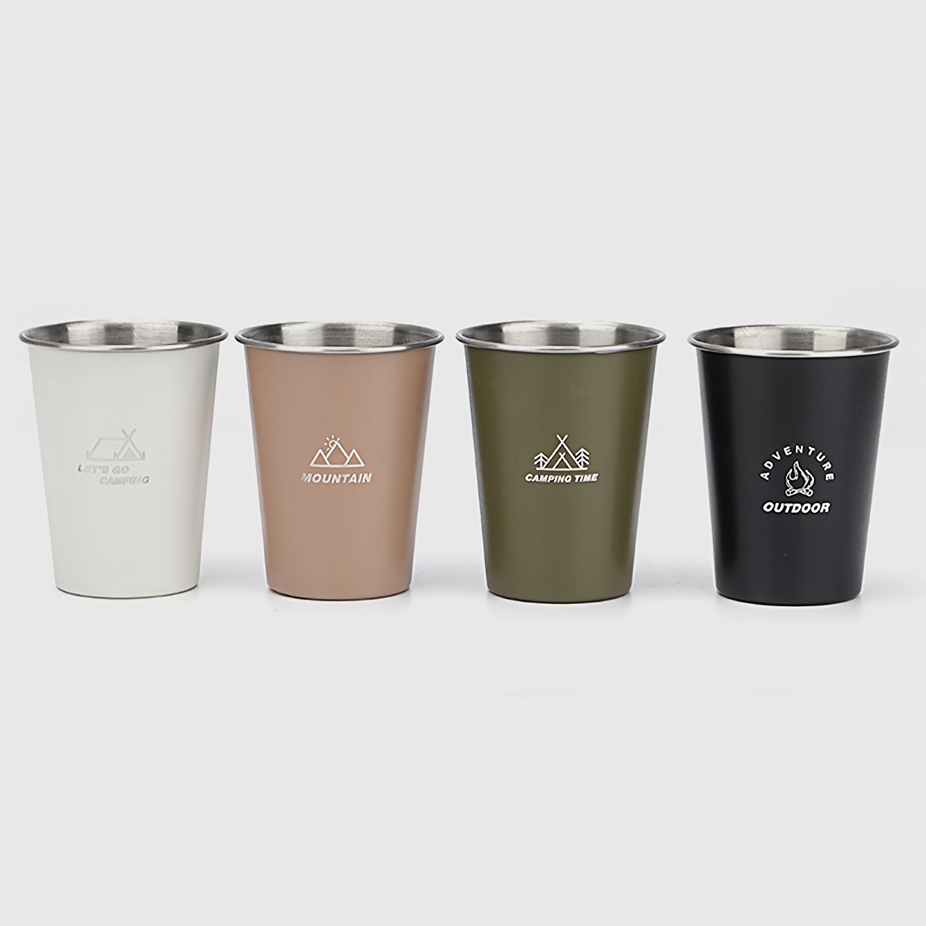 TEMU 4pcs Stainless Steel Outdoor Camping Cup Set, Suitable For Coffee And Beer, For Home, Outdoor, Picnic, Travel, Camping, Outdoor Leisure