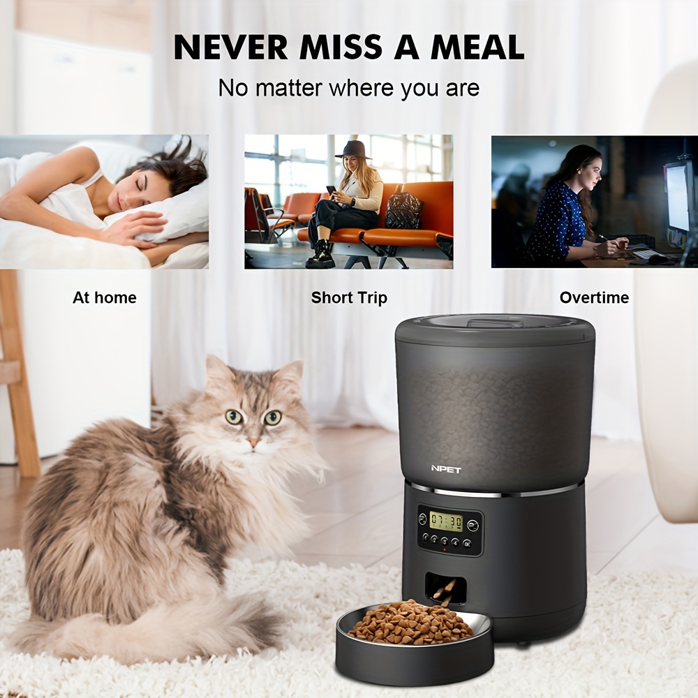 

Npet 4l Pet Feeder Automatic Cat Bowl Dispenser Customized Meal For Cats 1-9