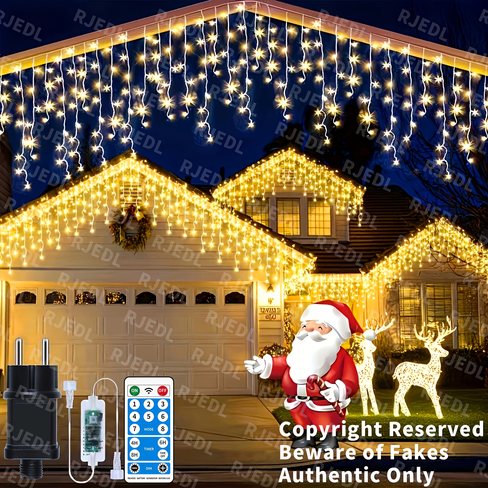 Image of Upgraded Extra Long Plug-in Icicle Lights Outdoor 114.82ft 32+ Warm Light 880led Outdoor Christmas Fairy Lights 8 Timed Remote Control Flash Lights For Christmas Roof Party Wedding
