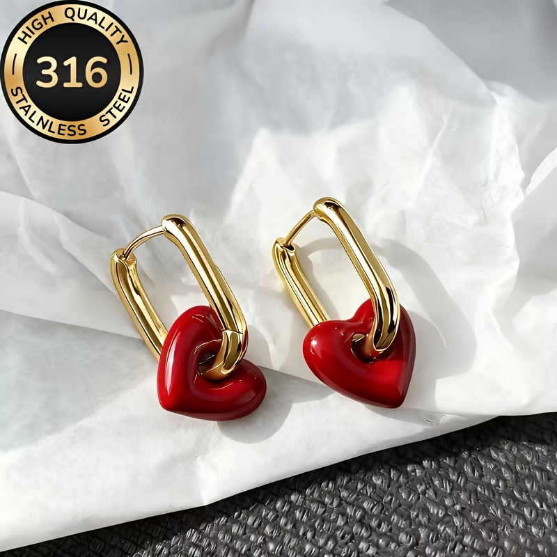 TEMU Hypoallergenic 18k Gold Plated Stainless Dangle Earrings, Non-fading, Versatile & Elegant, Premium Women's Jewelry For Daily Wear & Parties,