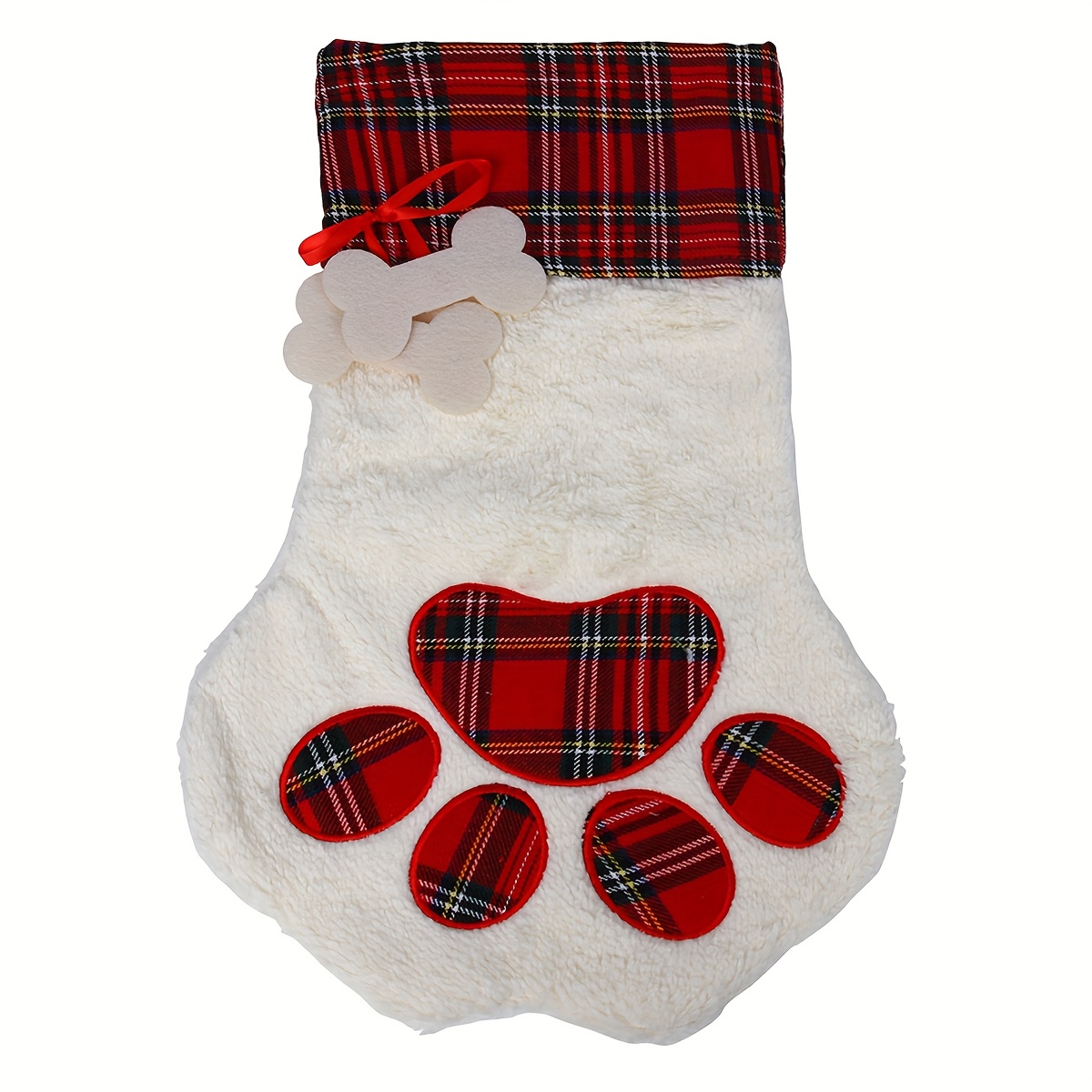 TEMU 1pc Customized Personalized Christmas Socks, Christmas Candy Bags, Embroidered Gift Bags, Christmas Custom Socks, Pet Dog Paw Printed Christmas
