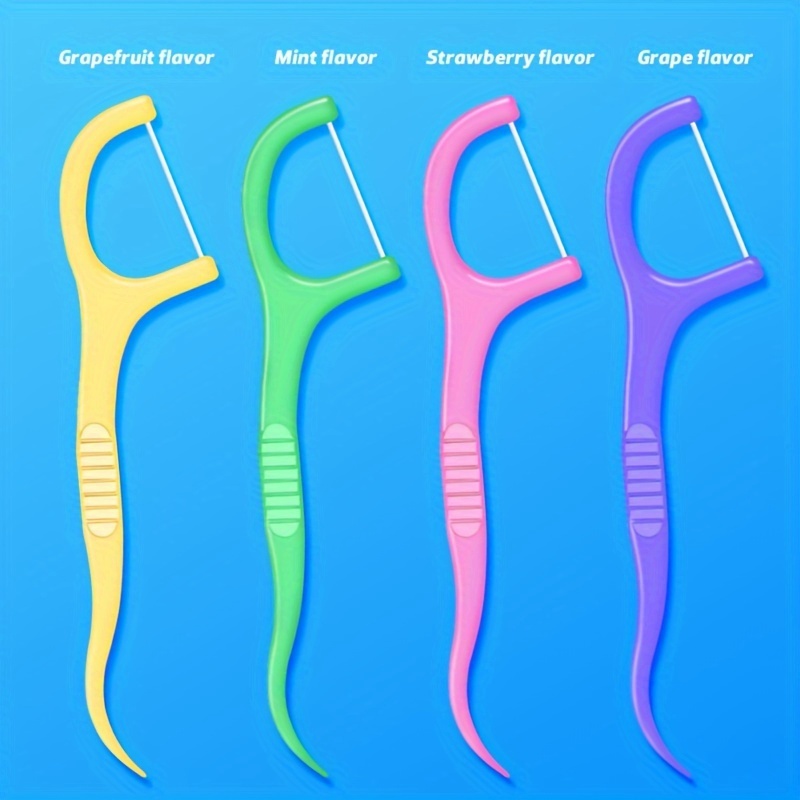 1 box of 100pcs of dental floss in fruit flavor individually packaged disposable dental floss sticks mint toothpick floss portable dental floss stick details 2