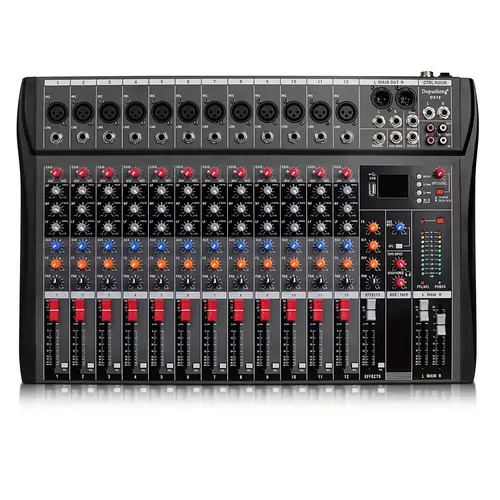 12 16 channel mixer mixing console with usb pc recording input xlr microphone jack for dj stage mixing console performances for professionals and beginners