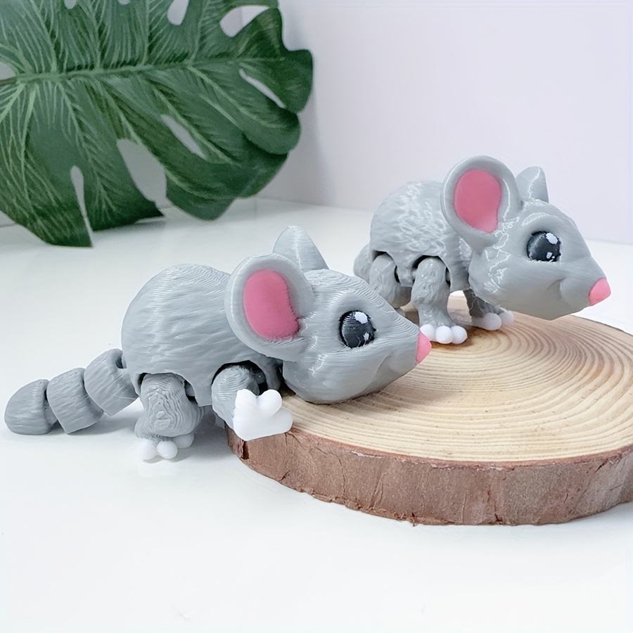 

1pc Articulated 3d Printed Cute Mouse Model, Movable Plastic Animal , Creative Tabletop Decor For Rooms, Indoor Use, No Electricity Required