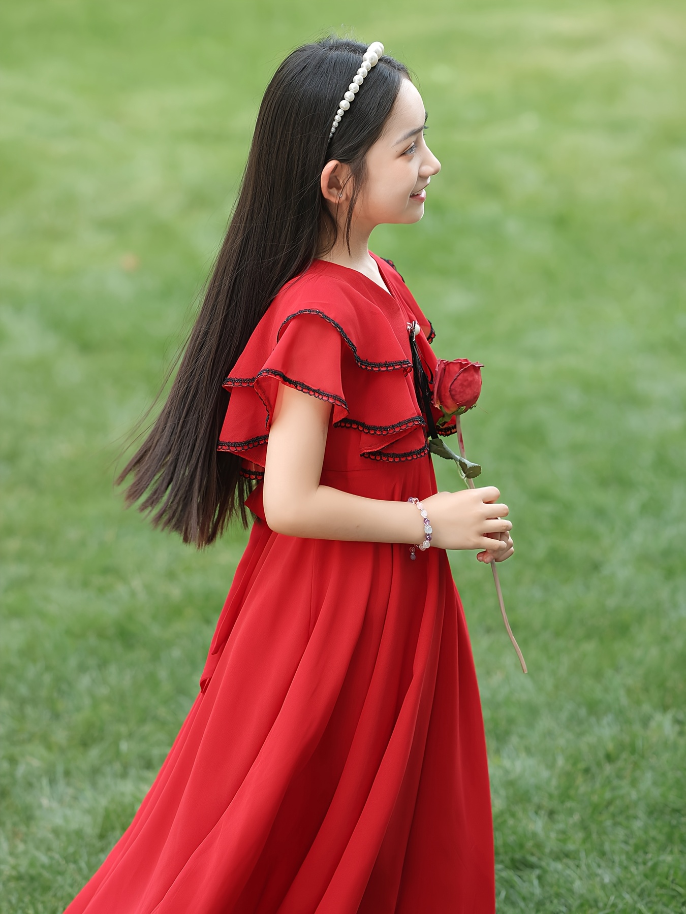 girls casual outing dress long chiffon
