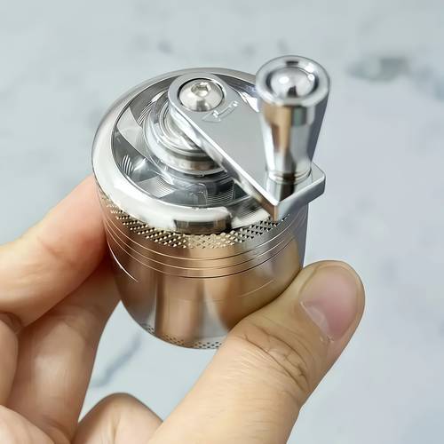 1pc metal herb grinder and crusher 4 layer manual rotary chamber design ideal for grinding herbs pepper garlic cinnamon ginger hard spices no electricity needed outdoor camping kitchen tool spice crusher alloy steel durable construction handpowered crusher kitchen essentials