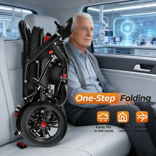 lightweight 42 pound electric wheelchair all terrain foldable electric wheelchair suitable for seniors and adults 500w motor with a removable battery operable with either hand suitable for indoor and outdoor use