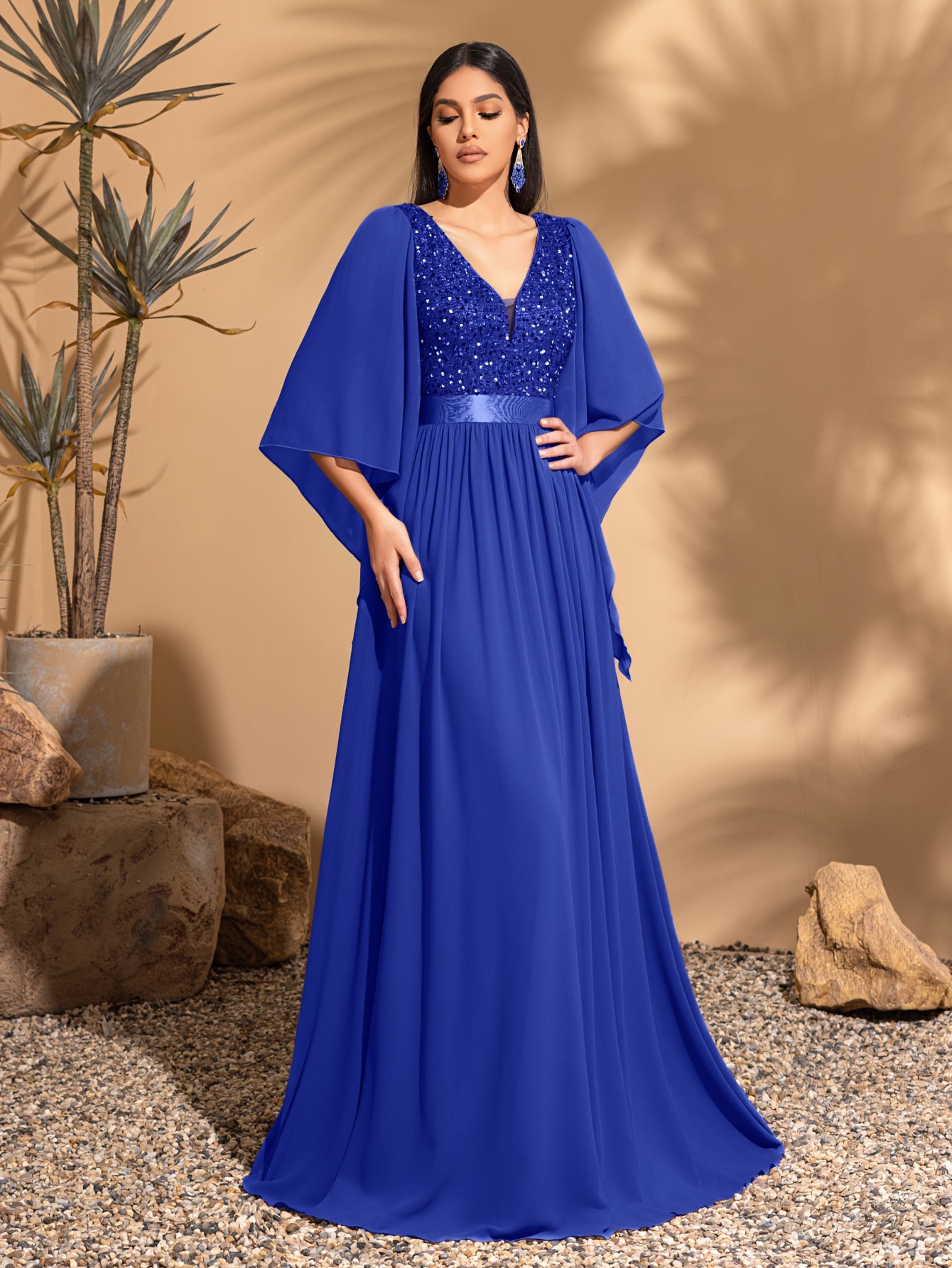 slim fit dress slacks LaDivine S487 Long Formal Prom Fitted Dress – The Dress Outlet main image 0