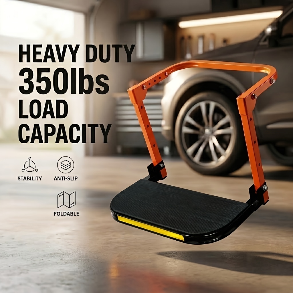 TEMU New Thickened Anti-slip Foldable Tire Step - Essential Accessory For Truck, Suv, And Trailer Maintenance - Height Adjustable, High-quality