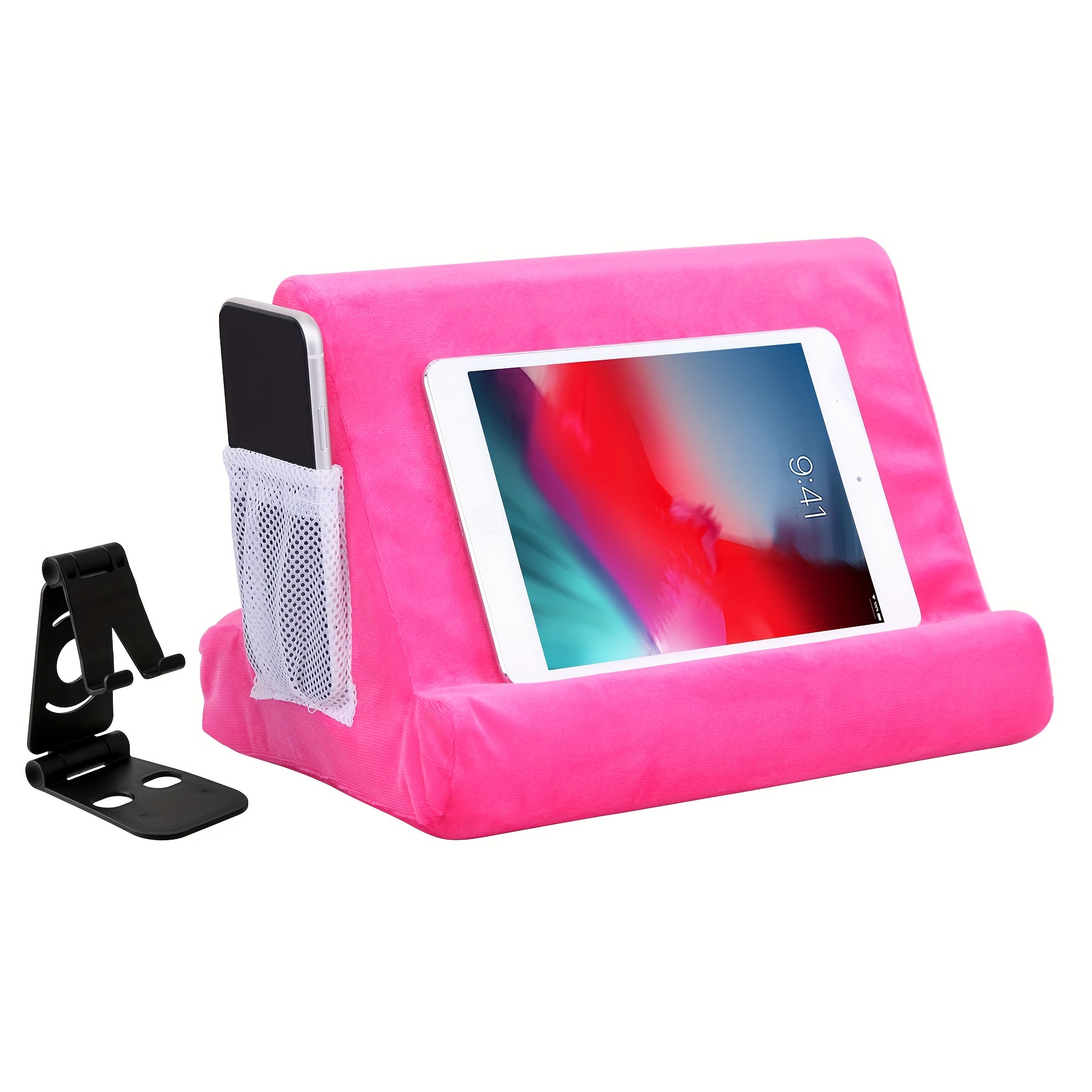 

Multi-angle Tablet Stand With Soft Pad And Net Pocket: Universal Phone Pad Stands For Lap, Knee, Sofa And Bed - Suitable For Tablets And Smartphones - Nylon Material