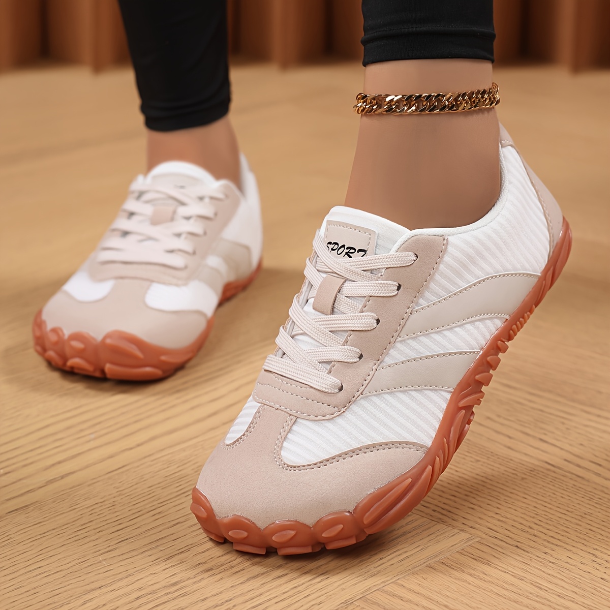 TEMU Women's Outdoor Flat Wide-toe Extra-large Round-toe Lace-up Simple Original Camp Shoes, Four-season Breathable Loose-fit Daily Walking Outdoor