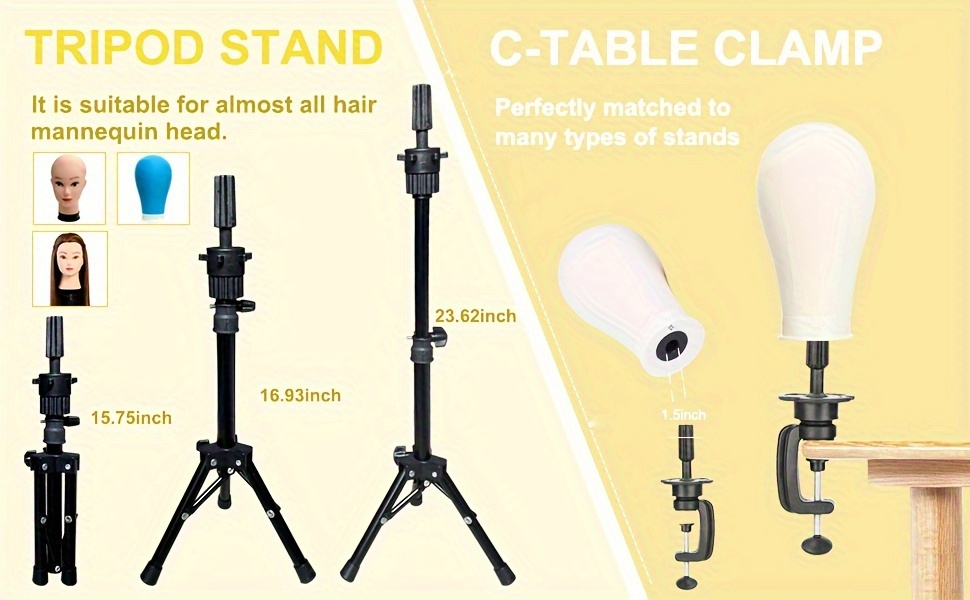 cabeça de peruca de tela de 22 polegadas com suporte, cabeça de   de peruca com suporte, suporte de mesa para peruca com tripé para exibição de fabricação de perucas,  , presente de páscoa para   da mãe detalhes 2