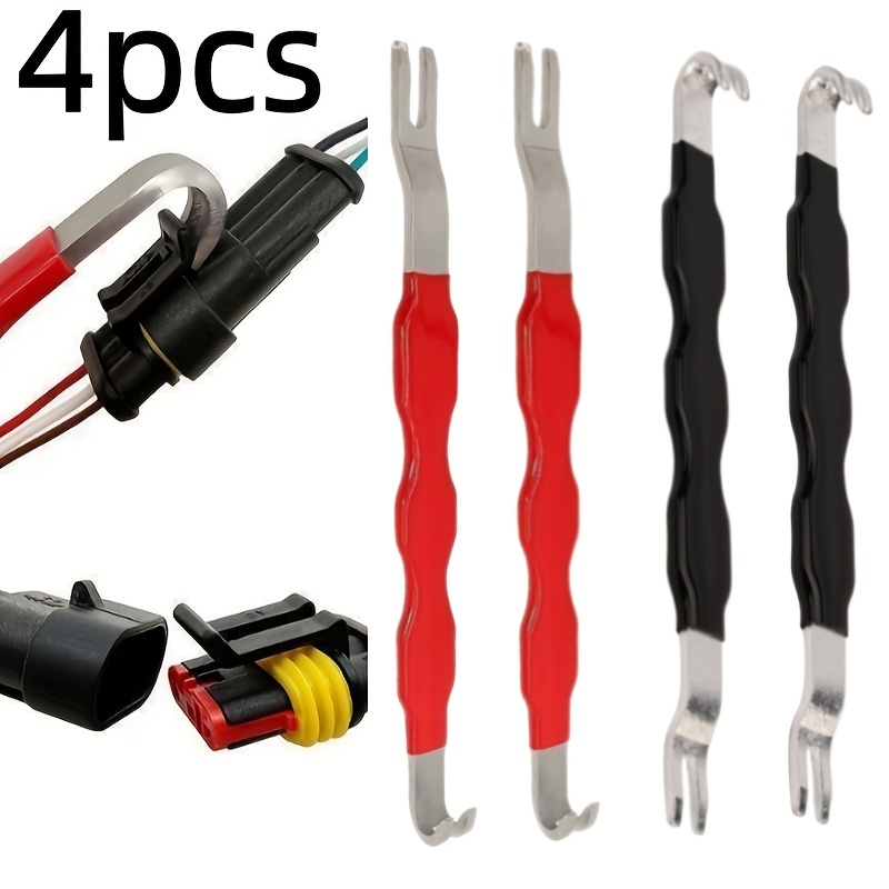 TEMU Random 4pcs - Red Black Electrical Connector Separators, Car Wiring Harness Clips Line Connectors Pry Bar Dual-end Dual-use, Car Wiring Harness