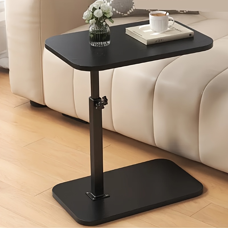 Adjustable Height 360° Rotating Side Table - Lift-Top Coffee Table, Multifunctional Coffee Table, Adjustable Height Coffee Table, Home Office Desk, Modern End Table, Space-Saving   Hardwood Panel with Black Metal Base,   Assembly, Living Room Bedroom   Furniture, Sturdy Structure,   Decor
