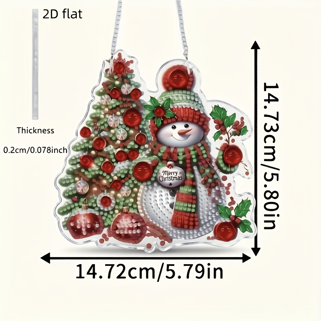 2d/flat Christmas Tree And Snowman Diamond Painting Kit - Unique Shaped Crystal Wreath, Colorful Window Decoration, Ideal Holiday Gift For Home And Garden
