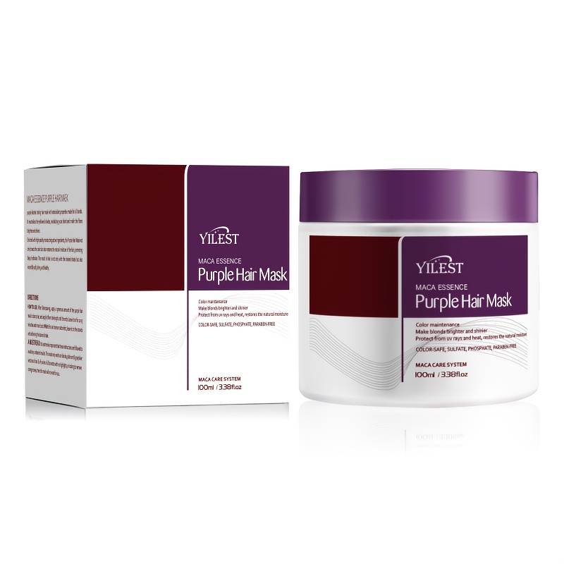 Image of Purple Hair Mask, For Blonde, Silvery & Gray Hair, Neutralizes Brass & Yellow Tones, Nourishing Deep Conditioner, Professional Salon Hair Mask