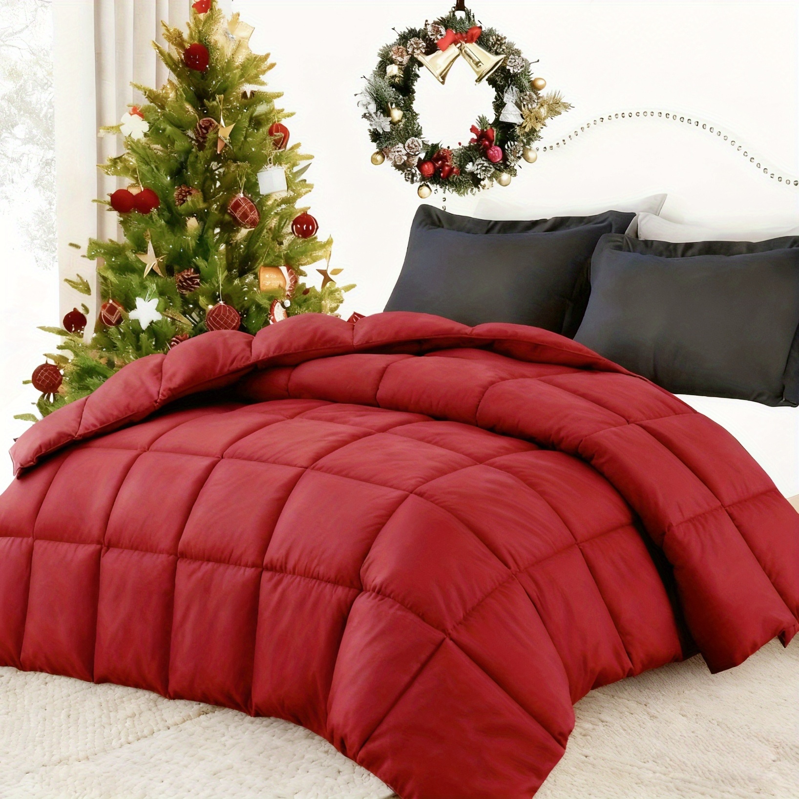 1pc Bedding Comforter Duvet Insert - Quilted Comforter Featuring Corner Tabs - Box Stitched Down Alternative Comforter