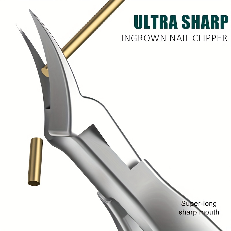  professional stainless steel ingrown toenail clippers podiatrist toenail clippers with sharp pointed tip serrated blade for thick curved ingrown nails safe for men seniors sensitive light beige durable hygienic design Product details 3