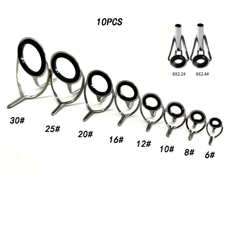 

10pcs Stainless Steel Fishing Lure Guide Rings - Ceramic Eye, Dual-foot Design For Casting & Precision