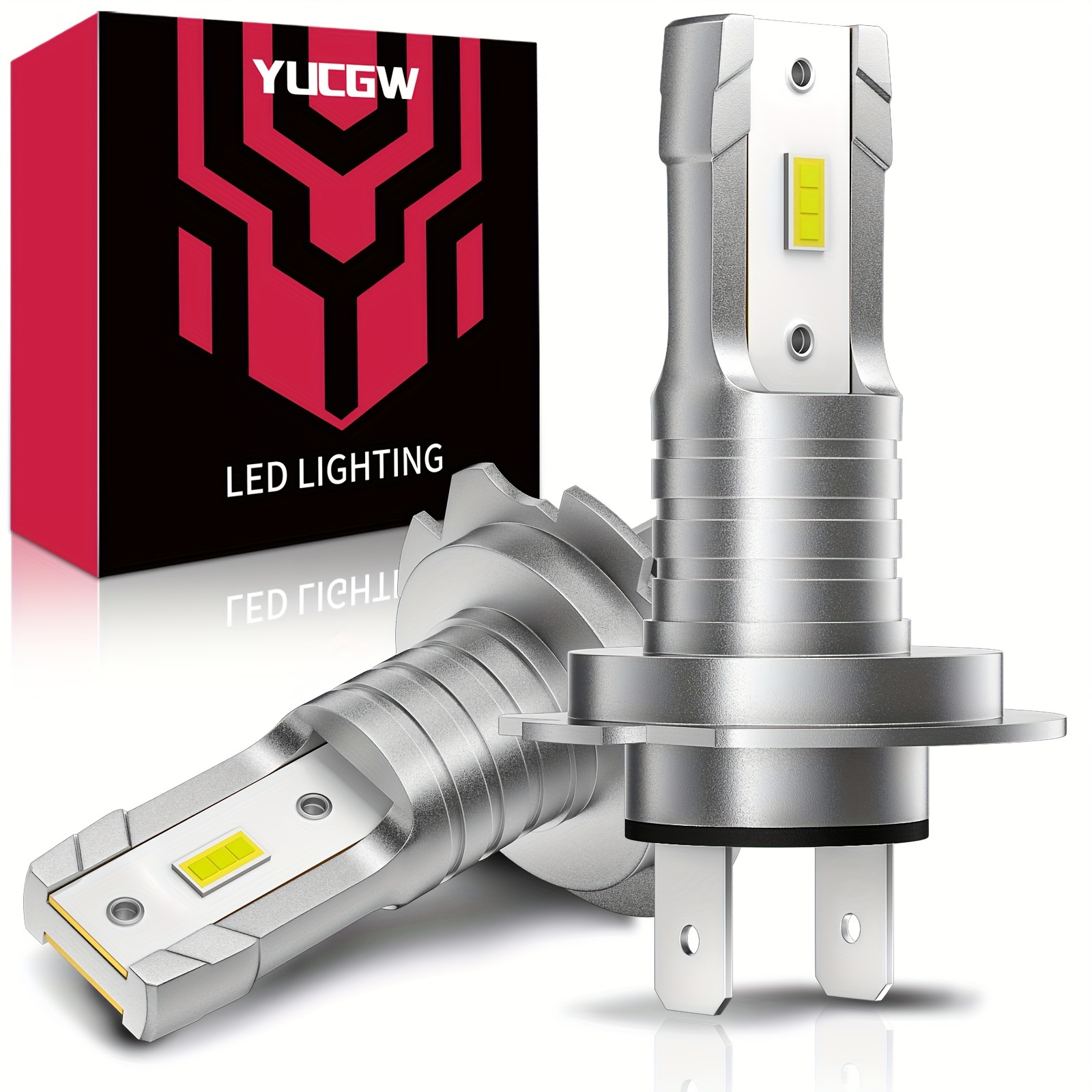 

Yucgw 2pcs H7 Led Headlight Bulbs - 16,000lm, 6500k White Light, Mini Size, Fanless Design, For Cars