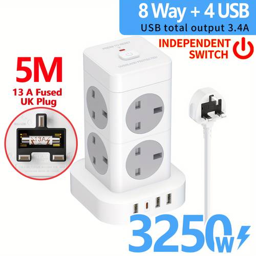 cube extension lead with 8outlets power stirps with 5 4 usb