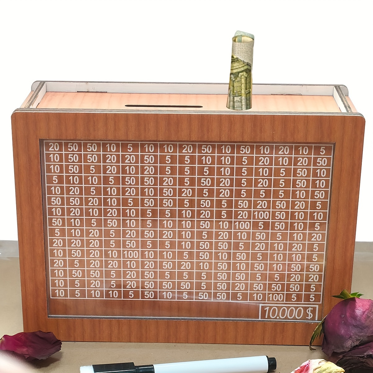 cash vault wooden savings box wooden cash saver money box with money target and numbers wooden coin bank money box with counter for savings goal 10000 best gift for friends details 0