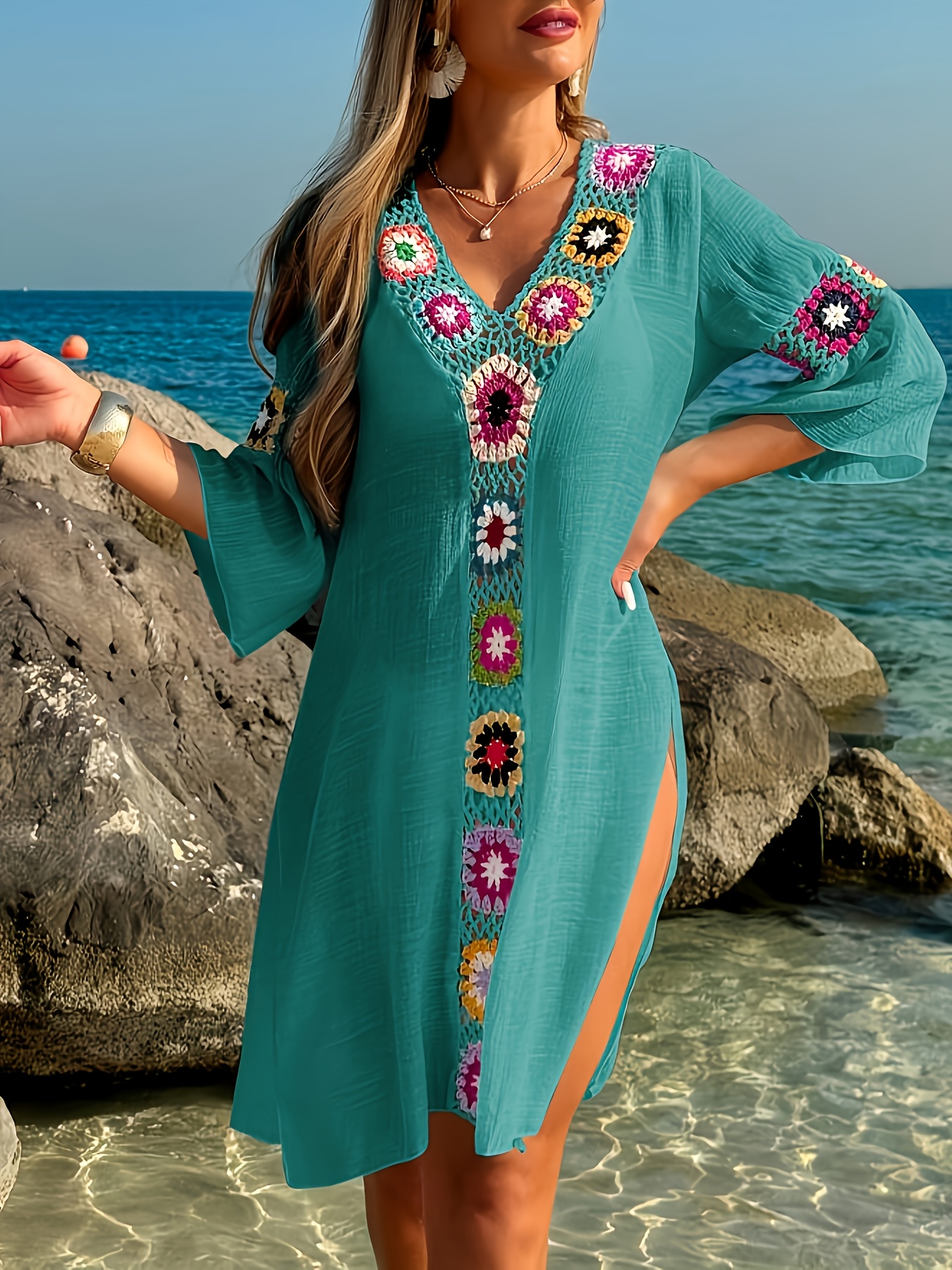 Style Bohème Robe De Plage Fluide Robe Plage Légère Boho Chic à