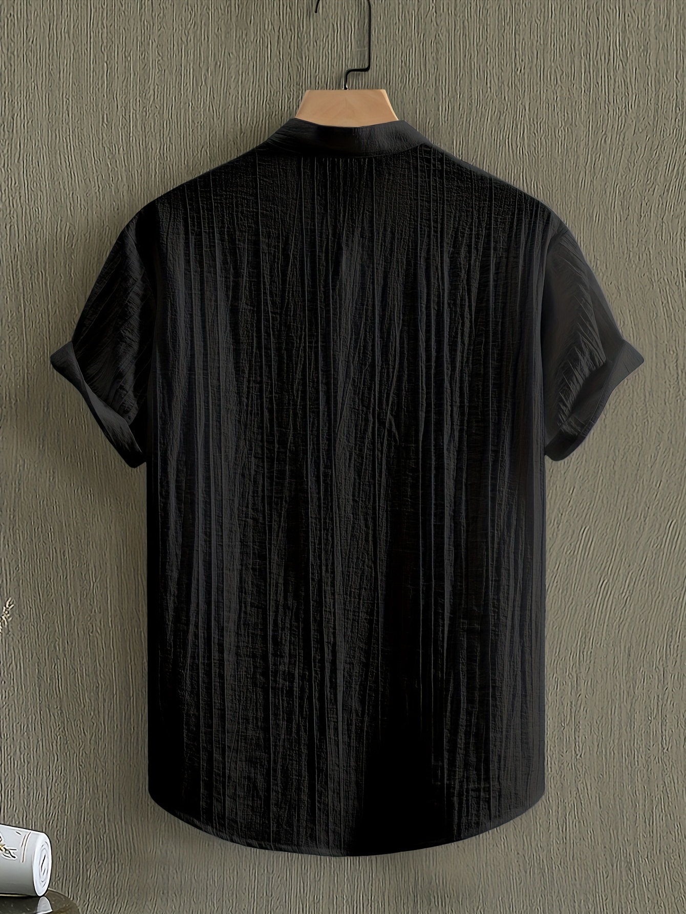 Owens OBM Men's Summer Short Sleeve Shirt - Lightweight Breathable Solid Color Button-Up Casual Shirt with Stand Collar, Machine Washable for Beach Vacation, Pool Party & Casual Attire, Beach Shirt