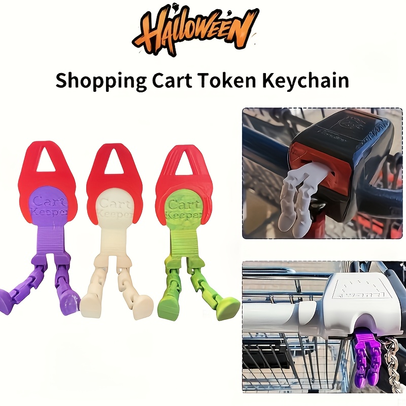 1 3pcs creative   cart keychain supermarket trolley unlock tool shopping cart token durable plastic material cute shape design suitable for supermarket and grocery store unlocking and release portable and reusable