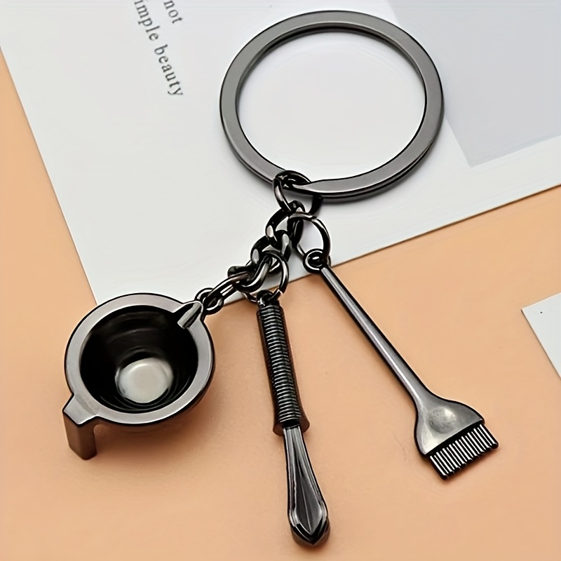 TEMU 1pc Creative Hair Salon Promotion Gift Keychain, Novelty, Alloy, Funky Style, Customized For Hairdresser