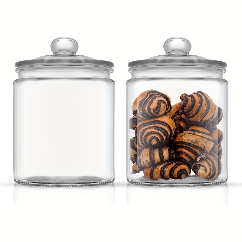 TEMU 2pcs, 67.63 Ounces 2pcs Large Glass Jars With Lids. Kitchen Countertop Jars With Lids, Candy Jars, Decorative Medicine Jars, Half-gallon Lids