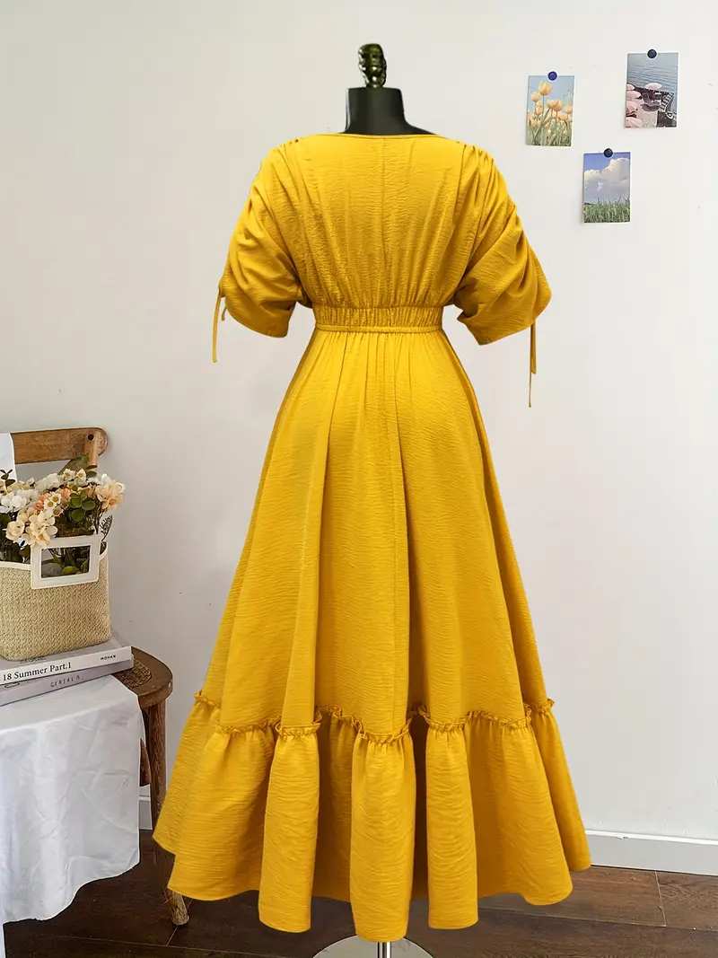 plus size elegant plus size yellow maxi dress deep v neck - Temu plus size elegant plus size yellow maxi dress deep v neck - Temu