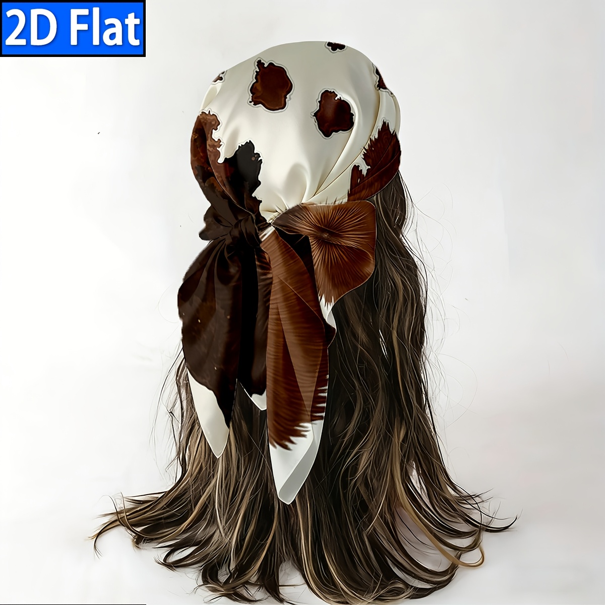 TEMU 2D Plat, , Damesjaal, Abstracte Print met Bruine Inkt, Vierkante Sjaal met , Paasdecoratie, Ideaal Valentijnscadeau, Geschikt voor Hergebruik,