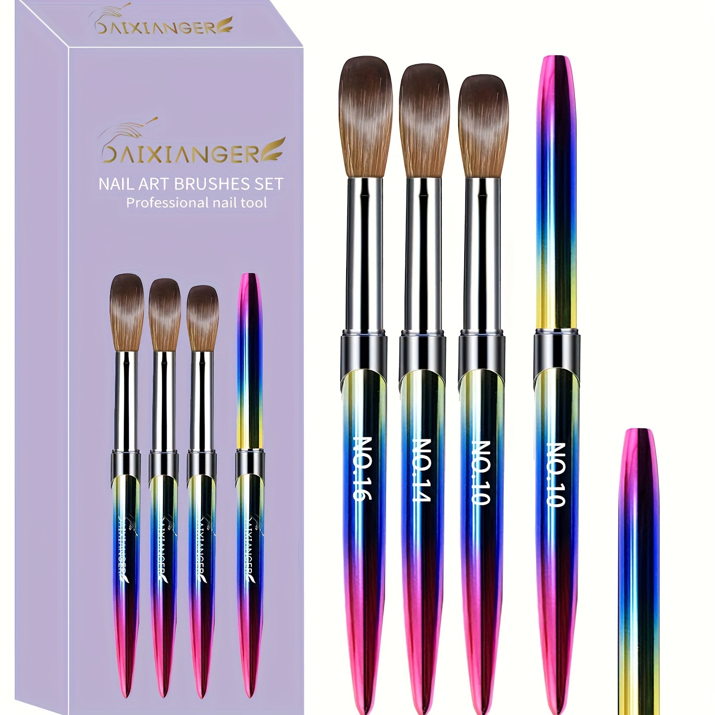 

3-piece Gradient Metal Rod Nail Art Brush Set - Professional Nail Tools - Premium Quality Hair - Alloy Stamping Design - Ergonomic Handle - No Formaldehyde