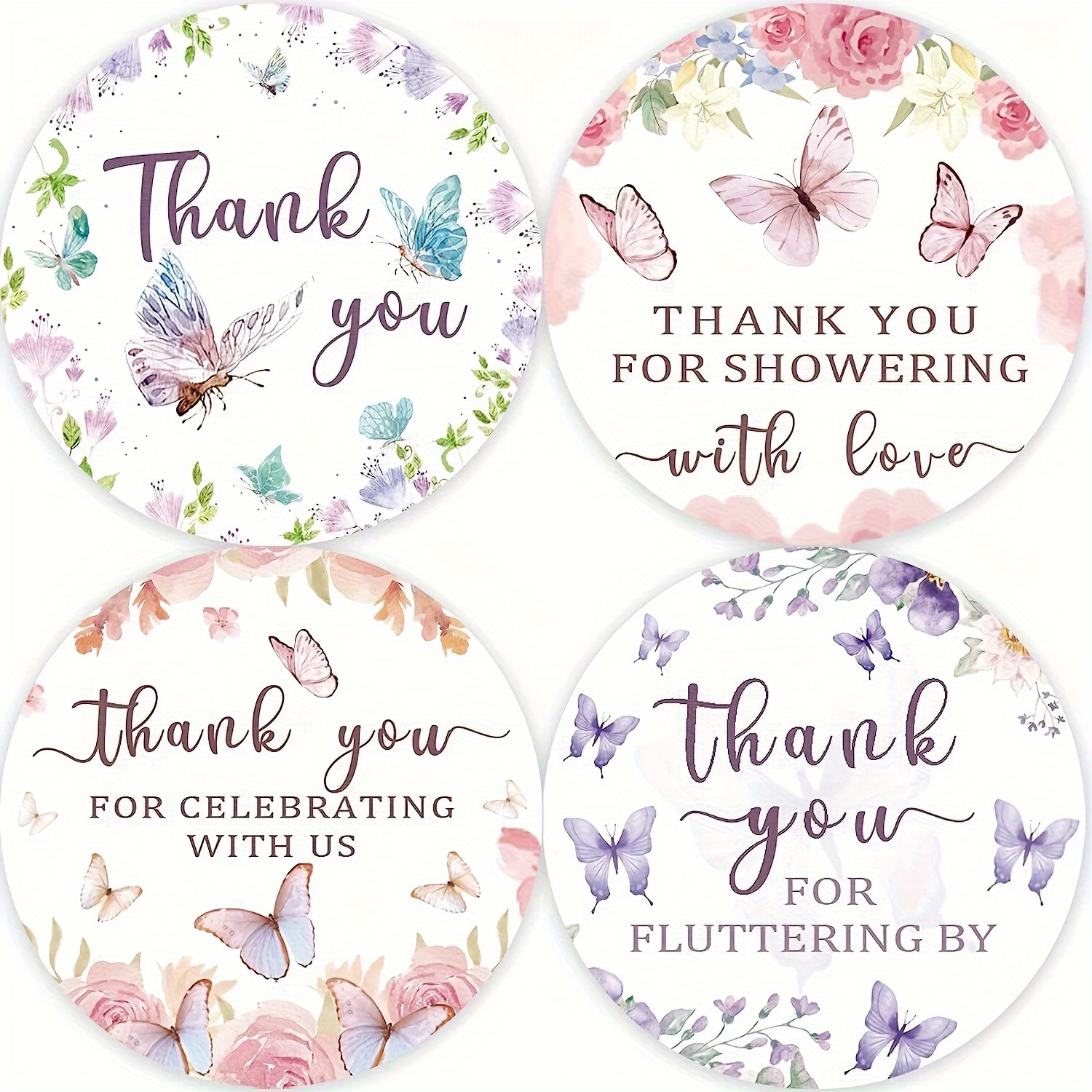 

100pcs Butterfly Thank You Stickers, Thank You For Fluttering By Stickers, Perfect For Shower, Wedding, Bridal Shower, Birthday Party Favors (2 Inch)