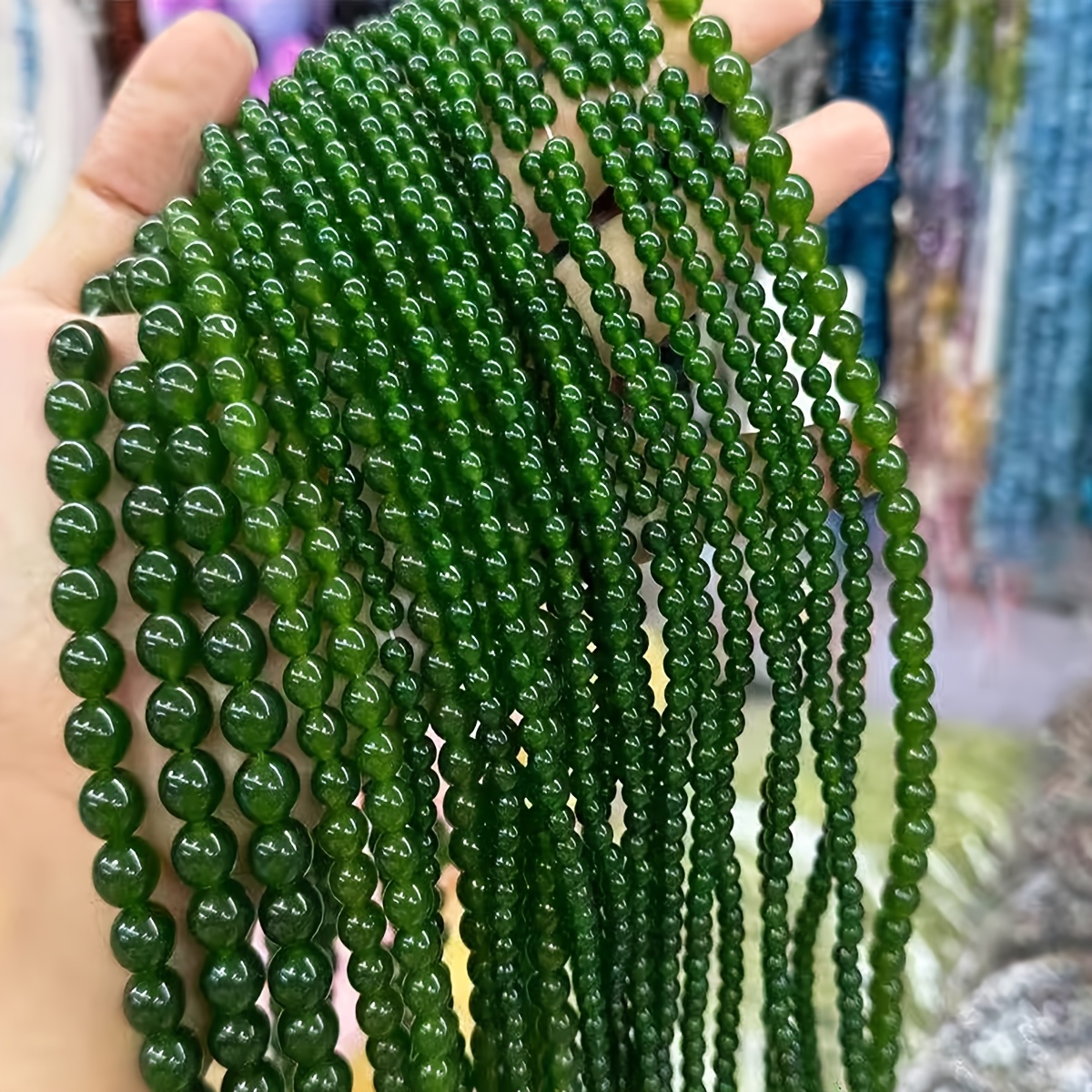 TEMU Perles en vert - Perles rondes lisses de tailles multiples 6/8/10 mm pour et bracelets, perles , pour femmes, bijoux pour femmes, fabrication de