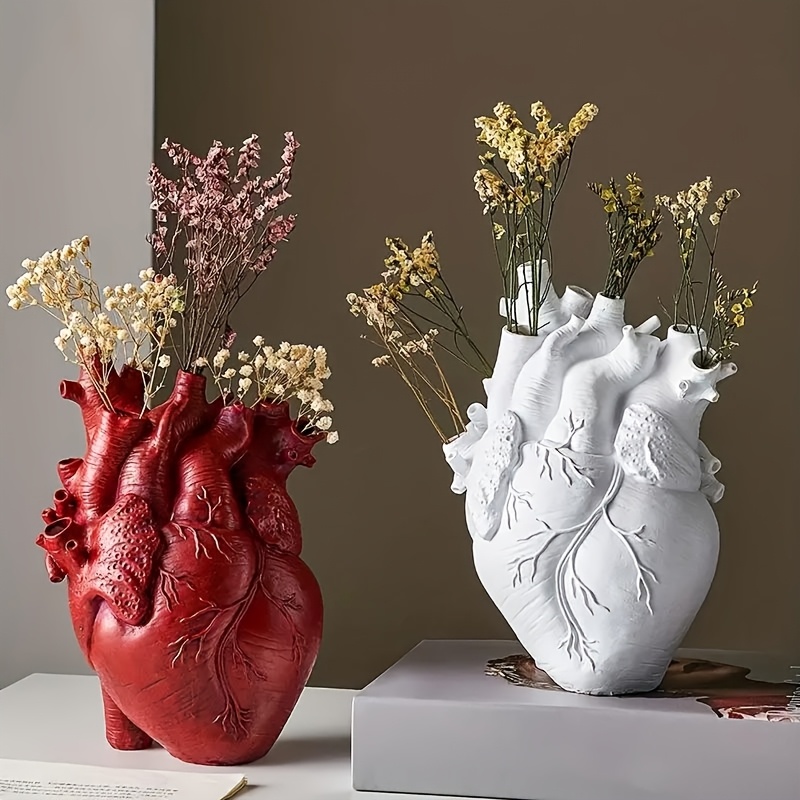 

Heart-shaped Resin Vase - Decor, Miniature Garden Statue, Ideal Housewarming Gift For Yard, Lawn, And Patio